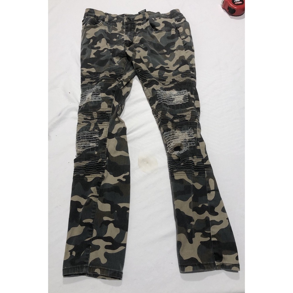 Society Men's Slim Camo Jeans in Black and Tan